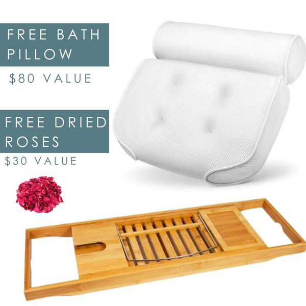 New Years Offer - Bath Bridge By LuxeBath™ + FREE Bath Pillow + FREE Dried Roses